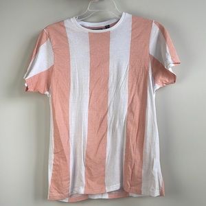 Peach and white striped T-shirt great for casual outings